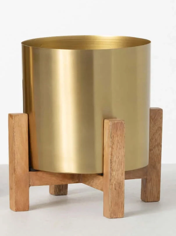 Inspire Me! Home Decor Gold Planters On Wood Stand (2 Sizes)