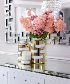 Inspire Me! Home Decor Gold Porcelain Jar With White Brushstroke Detail And Lid (3 Sizes) " From Pops Of Color Home Collection"