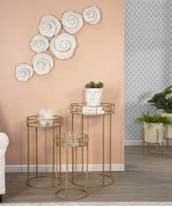 Inspire Me! Home Decor WALL ART & MIRRORS Gold And White Swirl Wall Art