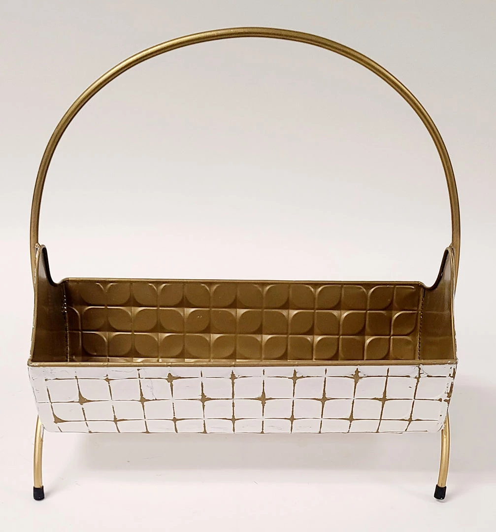 Inspire Me! Home Decor Indoor/Outdoor Gold And White Planters (2 Sizes)