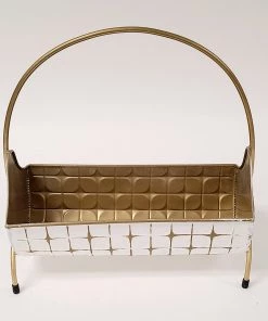 Inspire Me! Home Decor Indoor/Outdoor Gold And White Planters (2 Sizes)