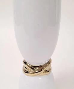 Inspire Me! Home Decor White Ceramic Vase With Elegant Gold Details (2 Sizes)