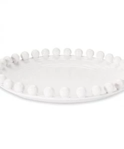 Inspire Me! Home Decor White Ceramic Beaded Tray