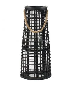 Inspire Me! Home Decor Indoor/Outdoor Rattan Black Tapered Lantern (2 Sizes)