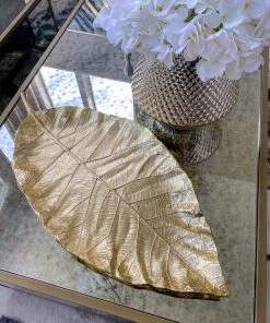 Inspire Me! Home Decor Large Gold Metal Leaf Tray