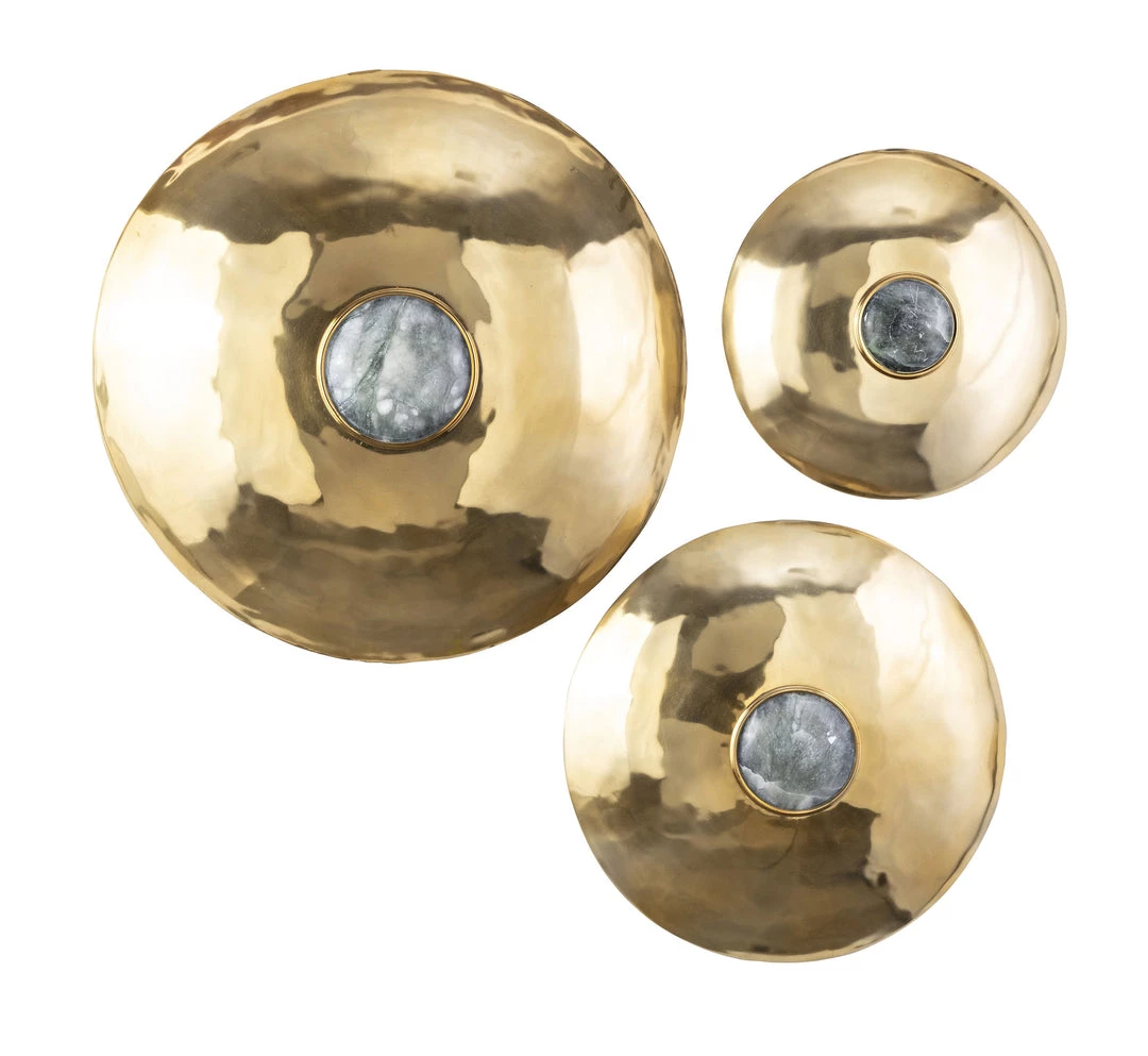 Inspire Me! Home Decor Gold Disk W/ Grey Natural Stone Wall Decor, Set Of 3 WALL ART & MIRRORS