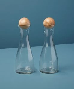 Inspire Me! Home Decor Glass Oil And Vinegar Dispensers With Wooden Stoppers (Set Of 2) KITCHEN