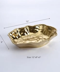 Inspire Me! Home Decor Gold Wavy Beaded Serving Bowl