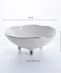 Inspire Me! Home Decor Silver And White Footed Bowl