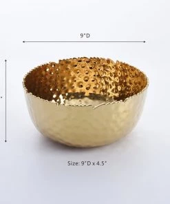 Inspire Me! Home Decor Hammered Porcelain Gold Bowl (2 Sizes)