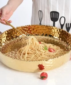 Inspire Me! Home Decor X-Large Textured Gold Shallow Bowl