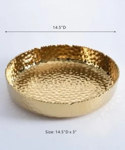 Inspire Me! Home Decor X-Large Textured Gold Shallow Bowl