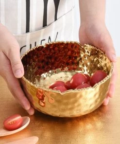 Inspire Me! Home Decor Hammered Porcelain Gold Bowl (2 Sizes)