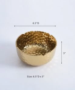 Inspire Me! Home Decor Hammered Porcelain Gold Bowl (2 Sizes)