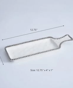 Inspire Me! Home Decor Short Silver And White Beaded Tray