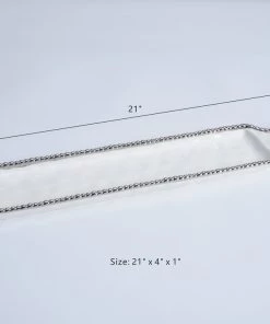 Inspire Me! Home Decor Long Silver And White Beaded Tray