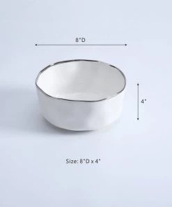 Inspire Me! Home Decor Silver And White Porcelain Bowl