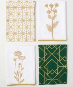 Inspire Me! Home Decor Decorative Tea Towel (4 Styles) Gold