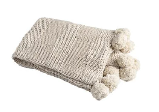 Inspire Me! Home Decor Knit Pom Pom Throw (2 Colors)