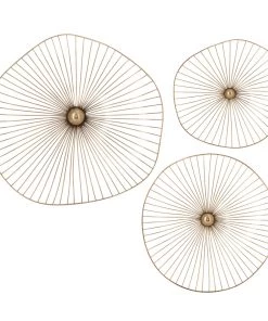 Inspire Me! Home Decor WALL ART & MIRRORS Gold Asymmetrical Circles Wall Art (Set Of 3 - 3 Different Sizes)