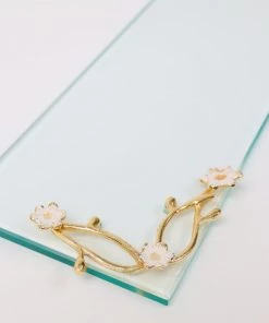 Inspire Me! Home Decor Rectangular Glass Tray With Cherry Blossom Details