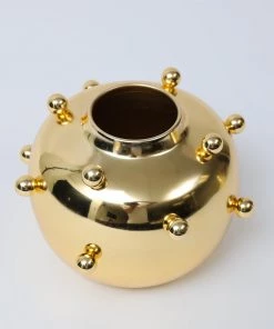 Inspire Me! Home Decor Gold Metal Studded Vase (2 Sizes)