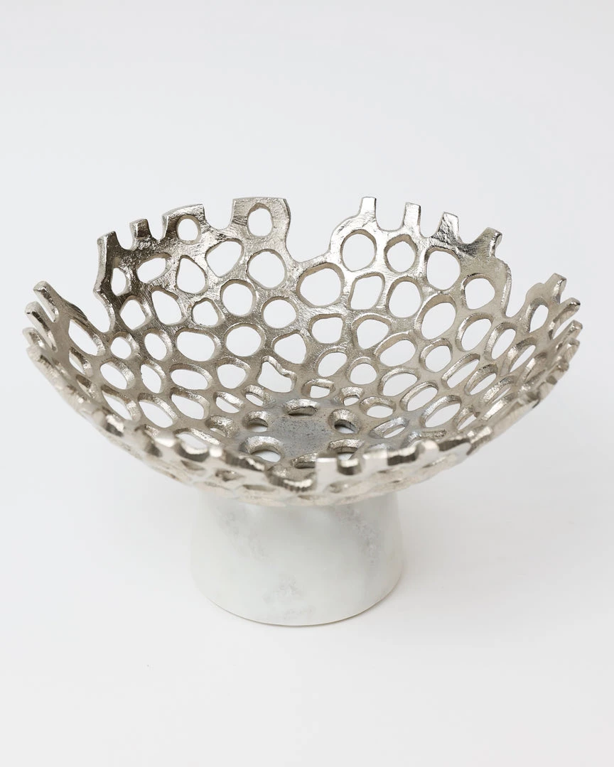 Inspire Me! Home Decor Textured Design Bowl With White Marble Base (2 Colors) "From Pops Of Color Home Collection"