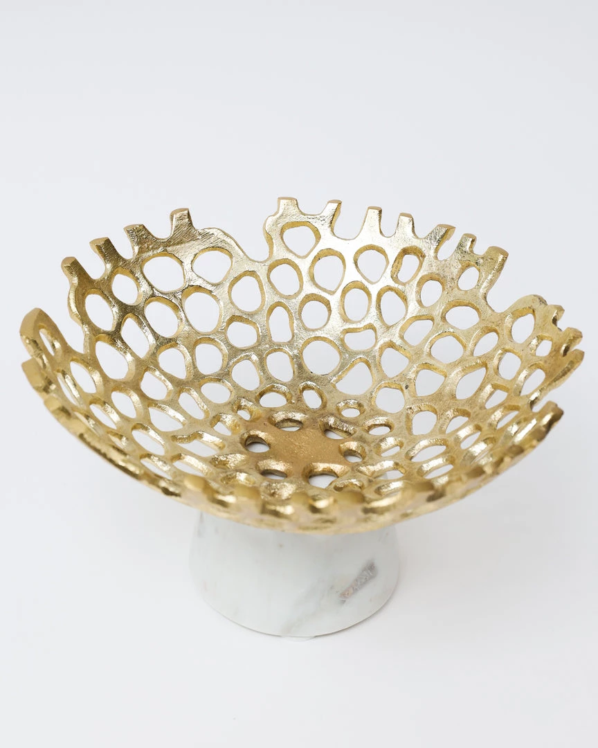 Inspire Me! Home Decor Textured Design Bowl With White Marble Base (2 Colors) "From Pops Of Color Home Collection"