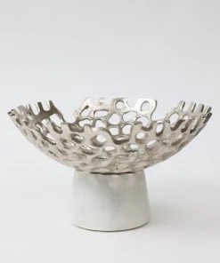 Inspire Me! Home Decor Textured Design Bowl With White Marble Base (2 Colors)