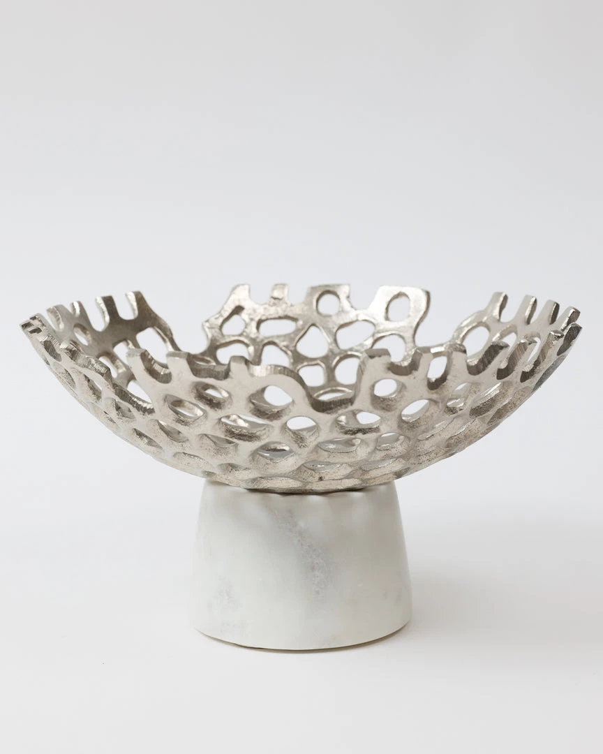 Inspire Me! Home Decor Textured Design Bowl With White Marble Base (2 Colors) "From Pops Of Color Home Collection"