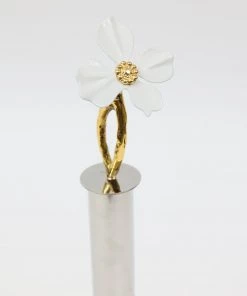 Inspire Me! Home Decor Gold Paper Towel Holder With White Jeweled Flower Details