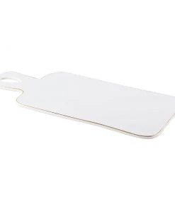Inspire Me! Home Decor White Ceramic Rectangle Tray W/ Gold Trim KITCHEN