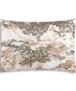 Cloud9d Amal - Ivory/Beige Pillow W/ Gold And Silver Print - 20" X 14"