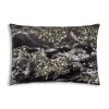 Cloud9d Amal - Charcoal Digital Printed Velvet Oblong Pillow W/ Gold And Silver Print - 20" X 14"