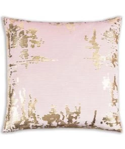 Cloud9d Asra - Mauve Velvet Pillow W/ Shiny Gold Foil Print - 20" X 20" PILLOWS, RUGS, & THROWS