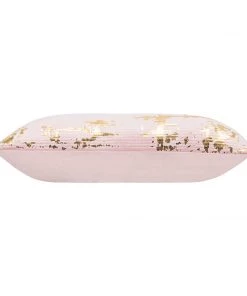 Cloud9d Asra - Mauve Velvet Pillow W/ Shiny Gold Foil Print - 20" X 20" PILLOWS, RUGS, & THROWS