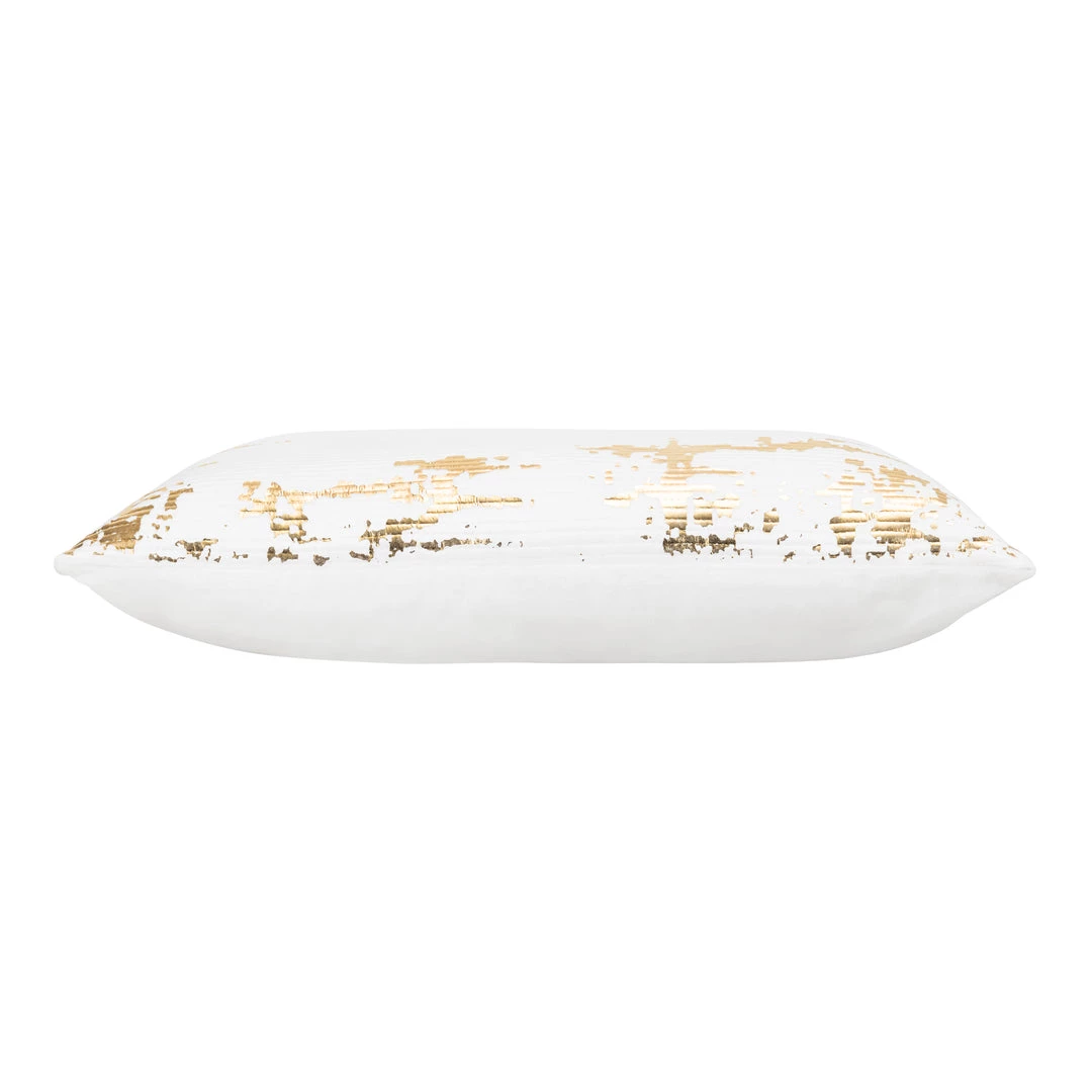 Cloud9d PILLOWS, RUGS, & THROWS Asra - White Velvet Pillow W/ Shiny Gold Foil Print - 20" X 20"