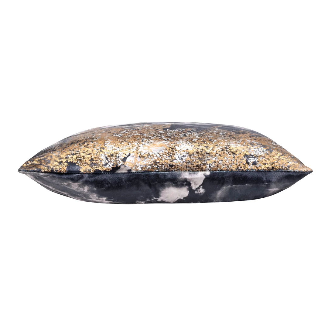 Cloud9d PILLOWS, RUGS, & THROWS Inaya - Abstract Digital Printed Velvet Pillow W/ Gold And Silver Foil - 20" X 14"