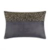 Cloud9d Lena - Charcoal Velvet Pillow 5" Top Beaded In Gold Beadwork - 20" X 14" PILLOWS, RUGS, & THROWS