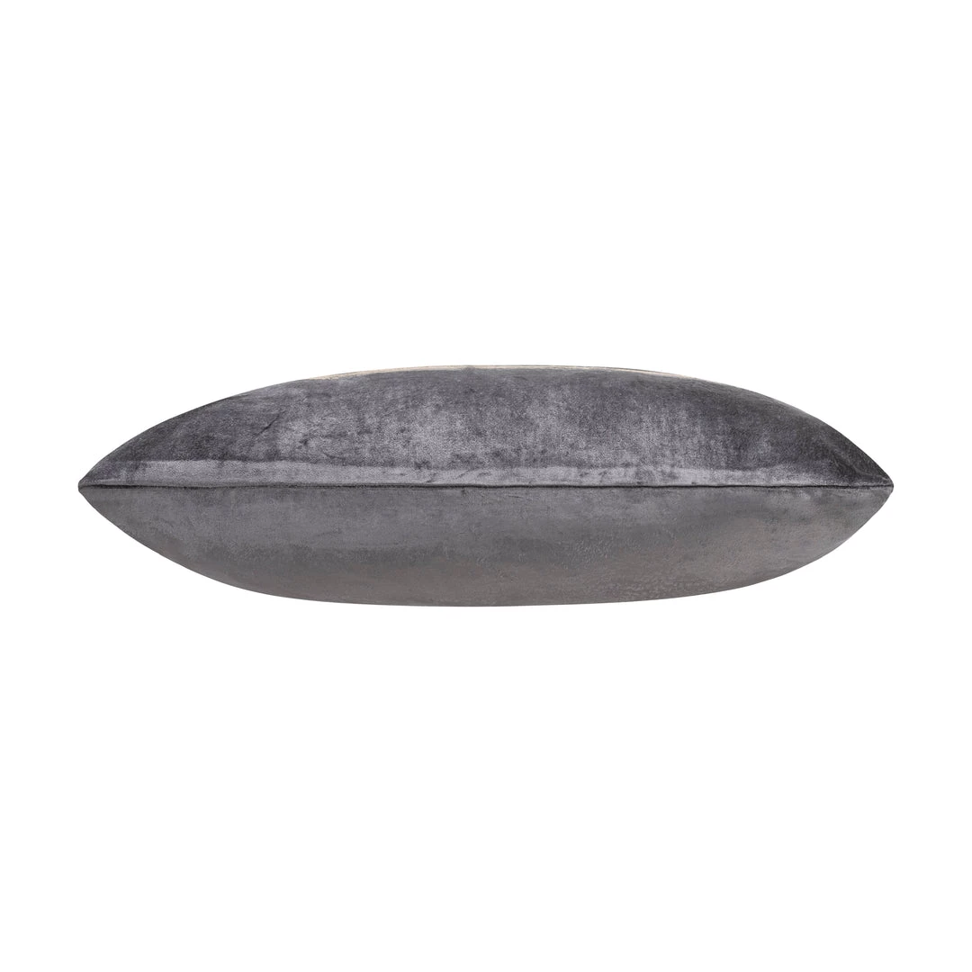 Cloud9d PILLOWS, RUGS, & THROWS Leyla - Charcoal Velvet Pillow W/ Hand Painted Gold Brushstrokes - 20" X 20"