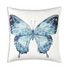 Cloud9d Ella - Digital Outdoor Printed Fabric Pillow In Blue Butterfly Print W/ Rose Gold Metallic Print - 18" X 18" PILLOWS, RUGS, & THROWS