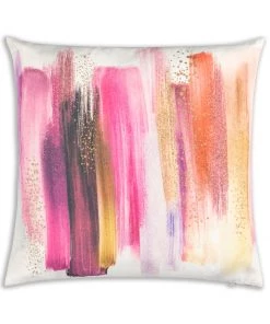 Cloud9d Kira - Digital Outdoor Printed Fabric Pillow In Pink And Blush W/ Rose Gold Metallic Print - 18" X 18" PILLOWS, RUGS, & THROWS