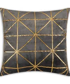 Cloud9d PILLOWS, RUGS, & THROWS Sera Charcoal Gold Pillow - 20" X 20"