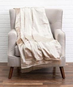 Cloud9d Noya - Crushed Gold Velvet Throw W/ Metallic Gold Trim - 60" X 50" PILLOWS, RUGS, & THROWS