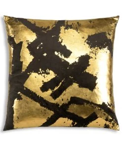 Cloud9d PILLOWS, RUGS, & THROWS Zara - Charcoal Velvet Pillow W/ Abstract Gold Foil - 22
