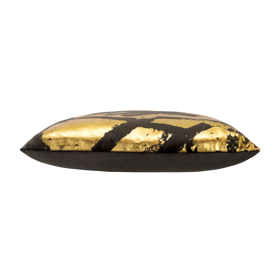 Cloud9d PILLOWS, RUGS, & THROWS Zara - Charcoal Velvet Pillow W/ Abstract Gold Foil - 22" X 22"