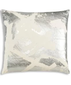 Cloud9d Zara - Ivory Velvet Pillow W/ Abstract Silver Foil - 22