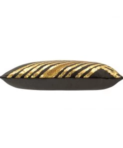 Cloud9d PILLOWS, RUGS, & THROWS Zara - Charcoal Velvet Pillow W/ Abstract Gold Foil And Embroidery - 20