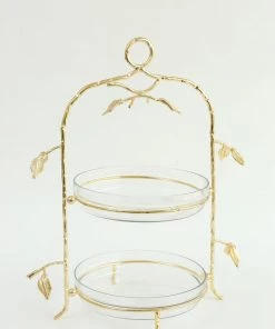 Inspire Me! Home Decor Two-Tiered Gold Leaf Serving Display