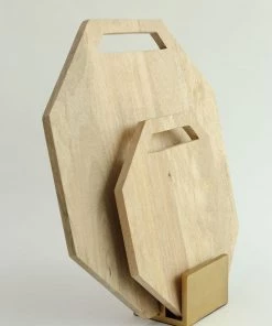 Inspire Me! Home Decor Geometric Mango Wood Boards W/ Gold Stand